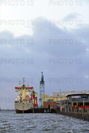 Cargo ship Serena at the shipyard pier in Bremen Vegesack