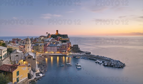 View of Vernazza at sunset