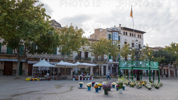 Marketplace of Llucmajor with flower stalls