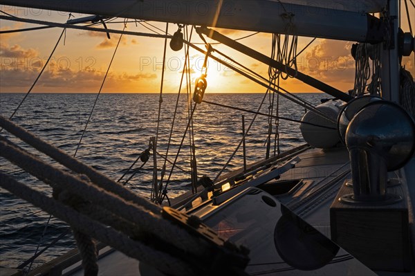 Deck of sailboat