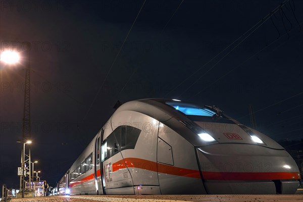 Nightly stop of an ICE Intercity Express at a railway station