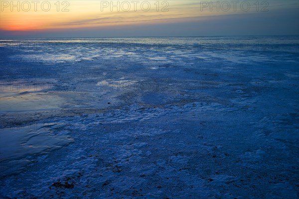 On the North Sea coast after sunset