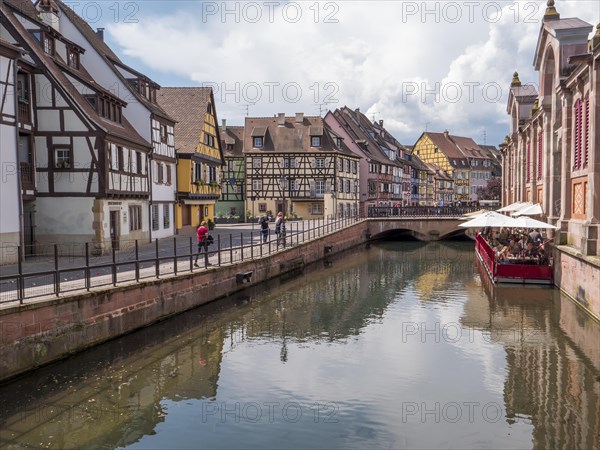 Half-timbered houses along the course of the Lauch in the district of La Petite Venise opposite the market - Marche Couvert