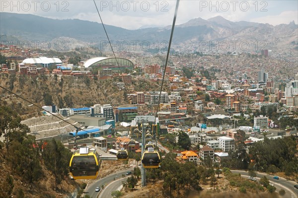 Teleferico cable car hovers over La Paz