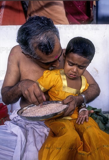 Ezhuthiniruthu Ceremony on Vijayadasami day in Saraswathi Temple at Panachikadu near Kottayam