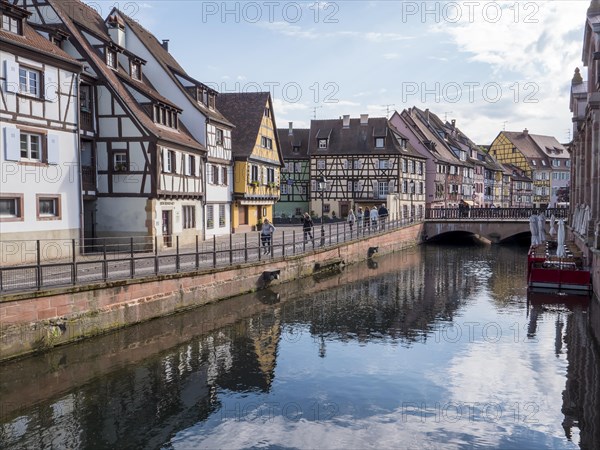 Half-timbered houses along the course of the Lauch in the district of La Petite Venise opposite the market - Marche Couvert