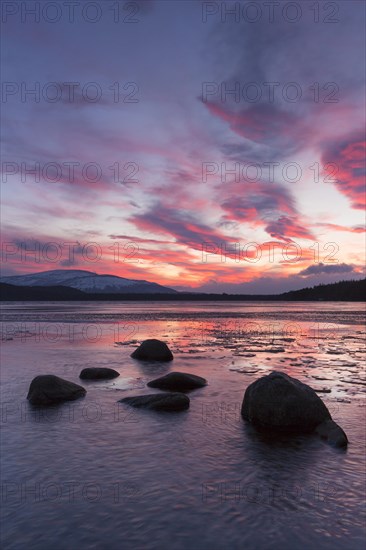 Loch Morlich at sunset in winter