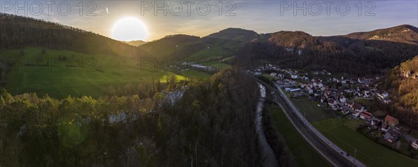 Ruined castle at sunset in the valley of the Birs