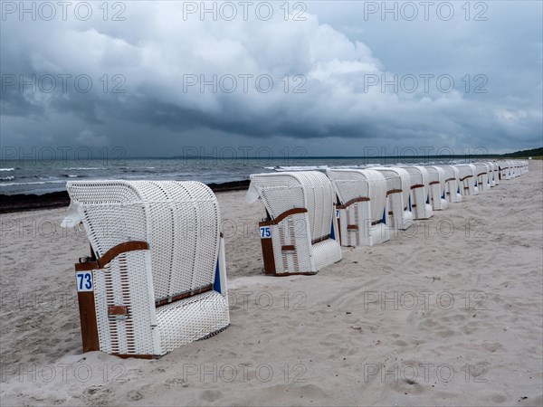 Panoramic photo of lido chairs at Juliusruh lido