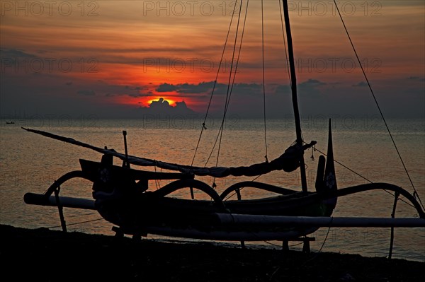 Silhouette of Indonesian jukung