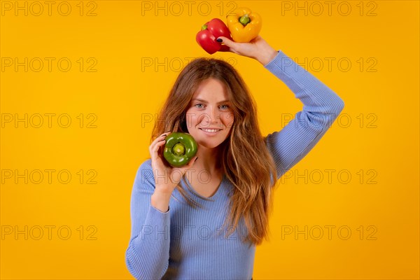 Vegetarian woman with green