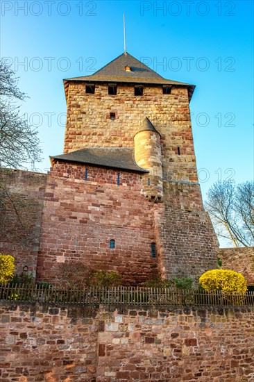 Historic former residential tower of Nideggen Castle from the 12th century today the first castle museum in North Rhine-Westphalia