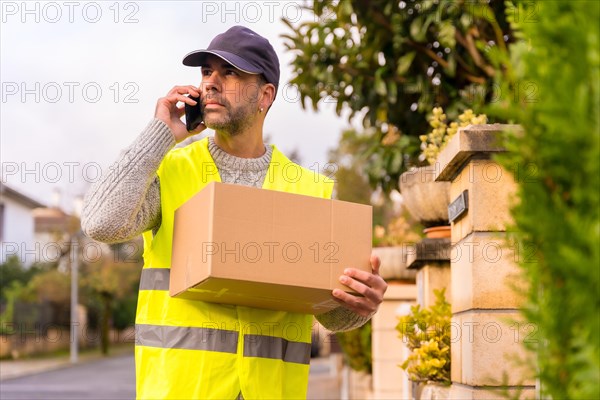 Package delivery carrier with a box from an online store