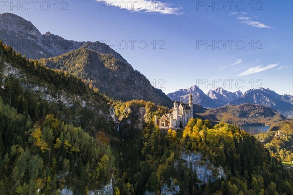 Aerial view of Neuschwanstein Castle in Schwangau