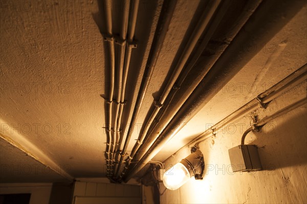 Power lines on basement ceiling