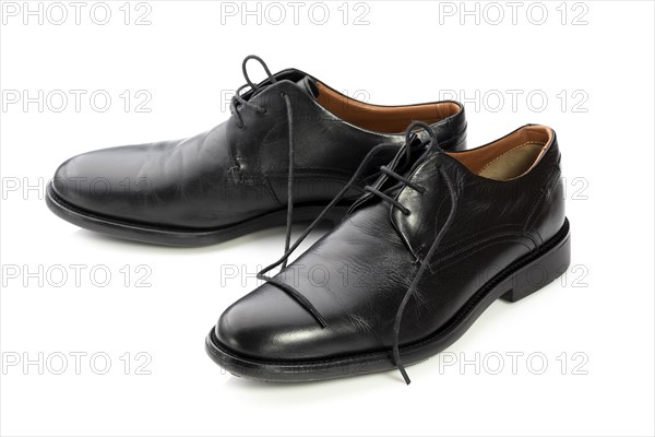 Pair black leather formal mens shoes