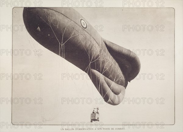 Observation balloon observing the Germans at the battlefield in Flanders during the First World War