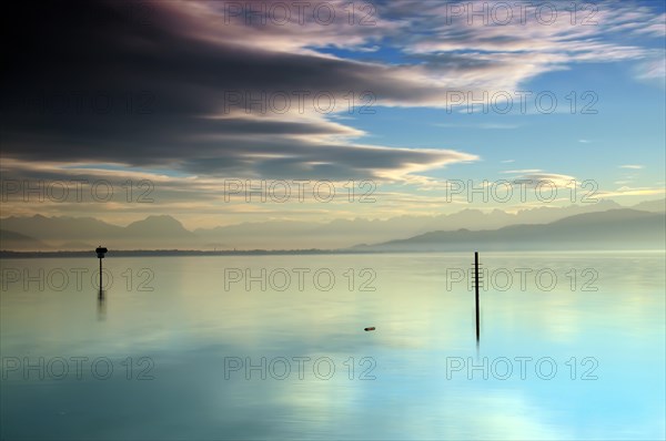 View from Lindau across Lake Constance to Vorarlberg and Switzerland