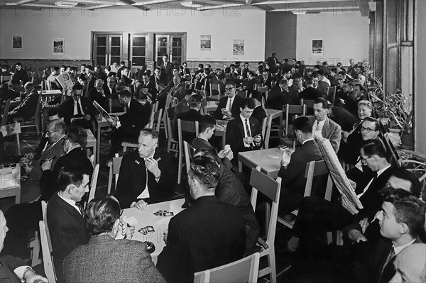 1960s companys recreation room showing clerks