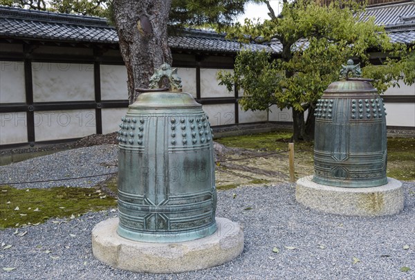 Two large temple gongs or bells