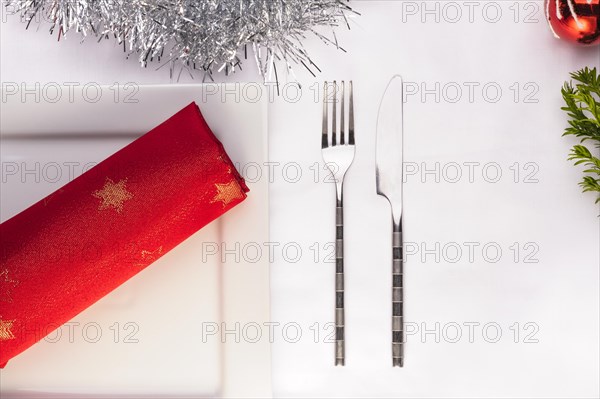 Table laid for Christmas dinner