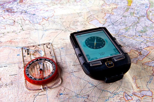 A magnetic compass and a GPS unit