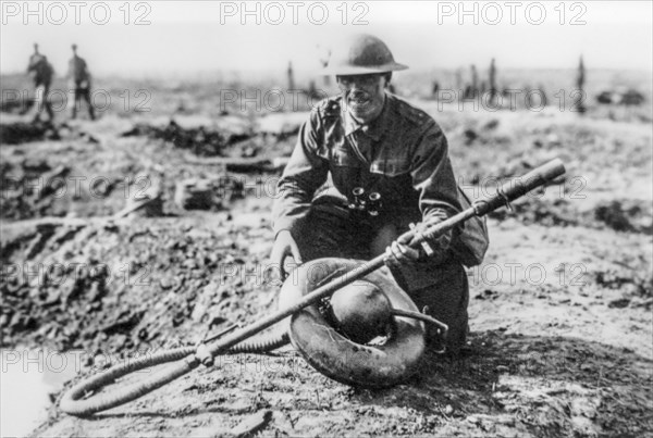 WWI Australian soldier with captured Wechselapparat