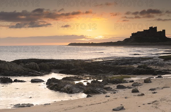 Bamburgh castle at dawn