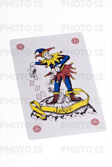Joker playing card on a white background