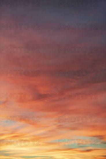 Sunset with clouds in orange
