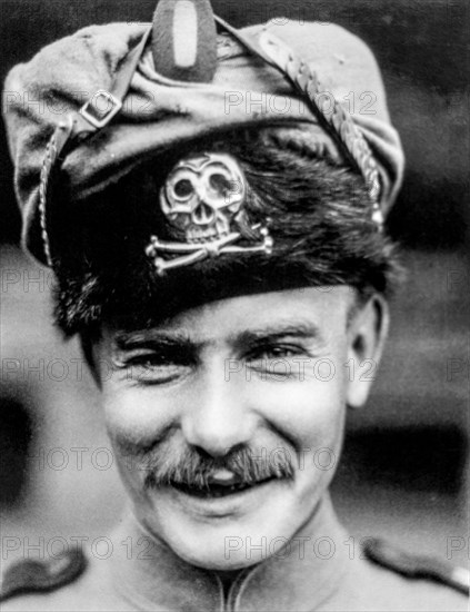 Close-up portrait of soldier of German Braunschweigische Husaren-Regiment Nr