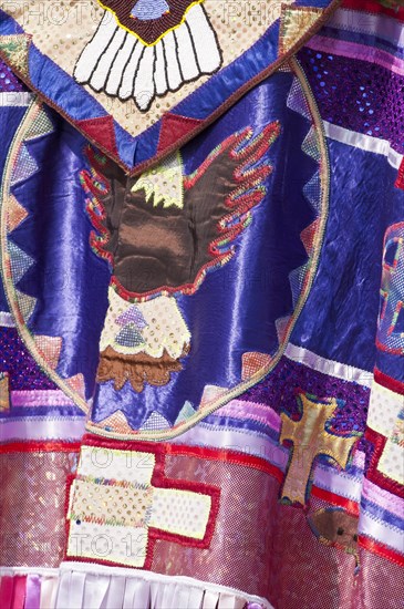 Detail of a womens fancy or shawl dance regalia