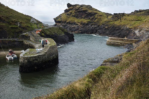The tiny sheltered fishing harbour of Boscastle