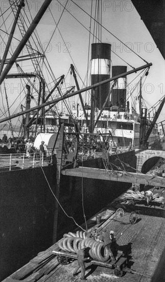 Old early 1900s photo of stevedores