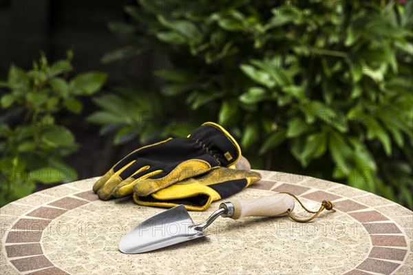 Hand trowel with gloves