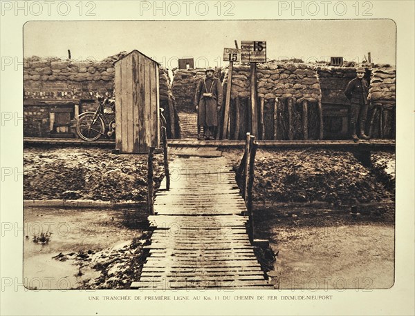 Soldiers in trench in Flanders during the First World War