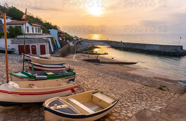 Sunset in the fishing port of the town of Guethary in the province of Lapurdi