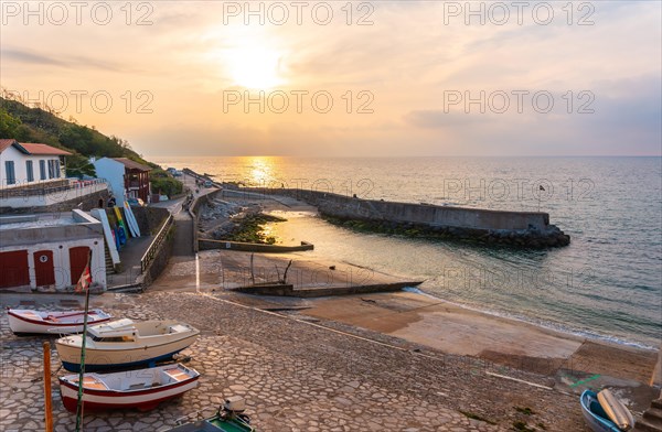 Sunset in the fishing port of the town of Guethary in the province of Lapurdi