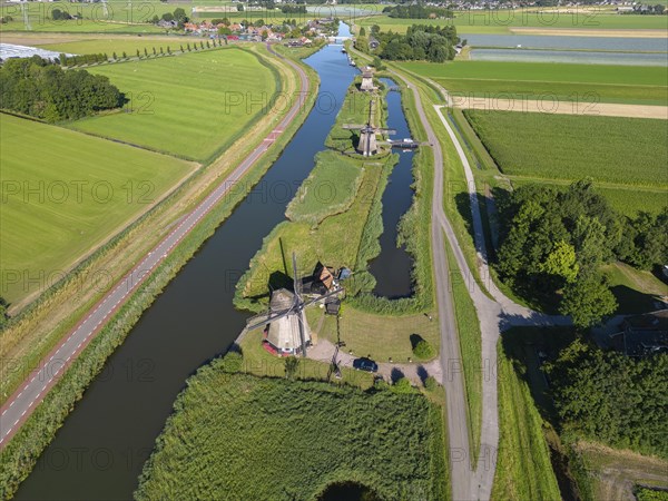 Aerial view with the windmills Strijkmolen