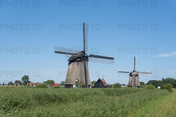 Polder landscape with the windmills Strijkmolen