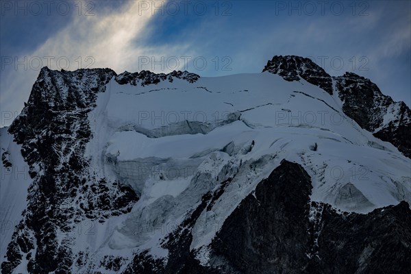 Piz Rosegg with Rosegg glacier at blue hour