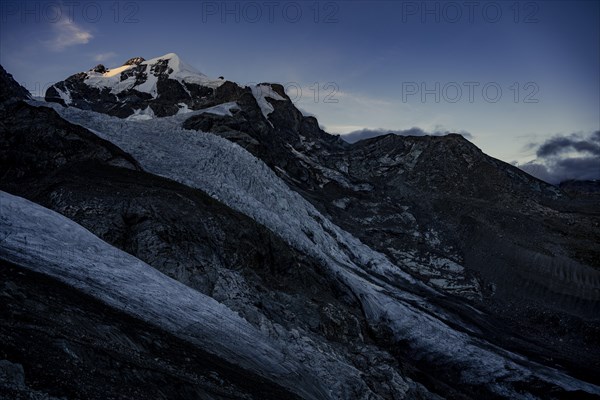 Piz Rosegg with Rosegg glacier at blue hour