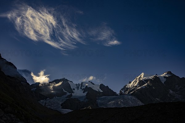 Piz Rosegg with Rosegg glacier at blue hour