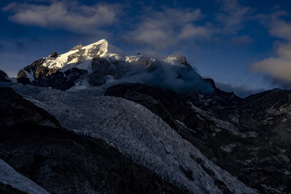 Piz Rosegg with Rosegg glacier at blue hour