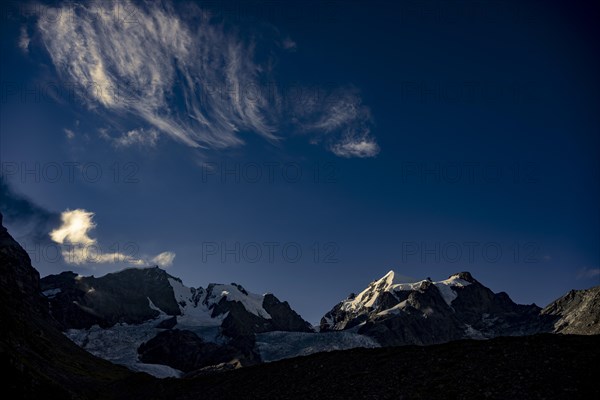 Piz Rosegg with Rosegg glacier at blue hour