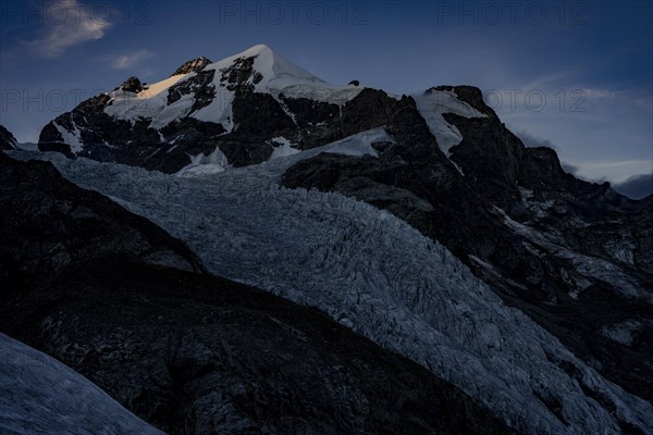 Piz Rosegg with Rosegg glacier at blue hour