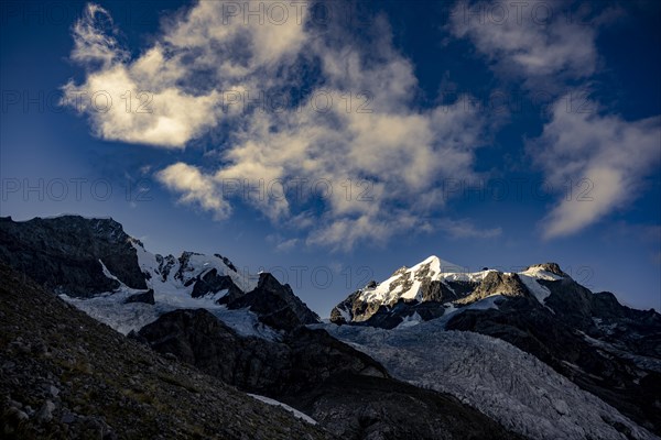 Piz Rosegg with Rosegg glacier at blue hour