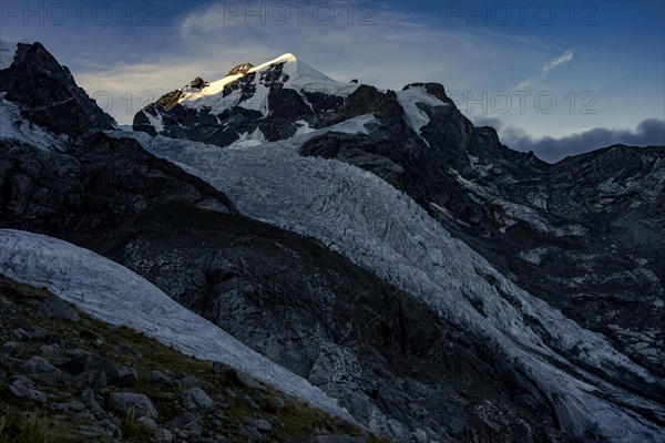 Piz Rosegg with Rosegg glacier at blue hour