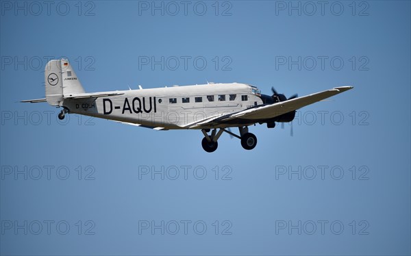 Propeller plane Ju 52 flies over Hesse