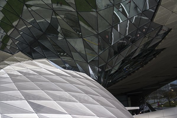 Detail of the facade of BMW Welt